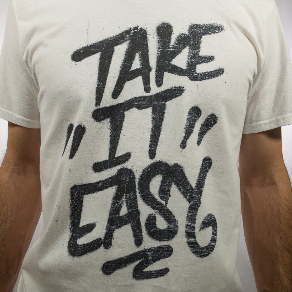 Take It Easy White Graphic Print Tee T-Shirt S M L XL - Picture 3 of 8